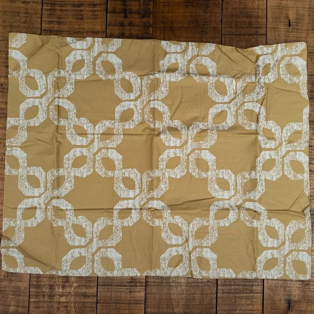 Set of 3 - West Elm Carved Circles - Mustard Yellow Pillow Shams NEW